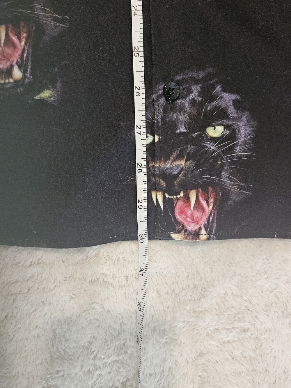 NEW Jared Lang Men's Black Panther Print Long-Sleeve Shirt Size M Luxury - Picture 6 of 9
